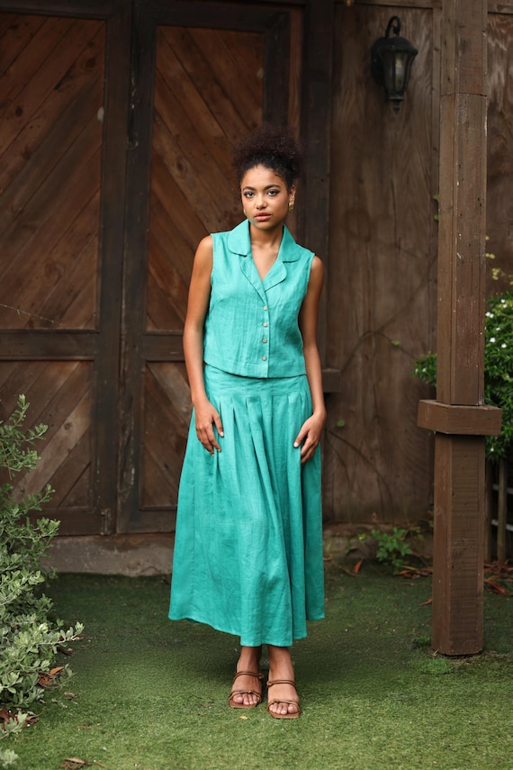 Linen Vest and Skirt Set ZURICH, Linen 2 Piece Set, Linen
