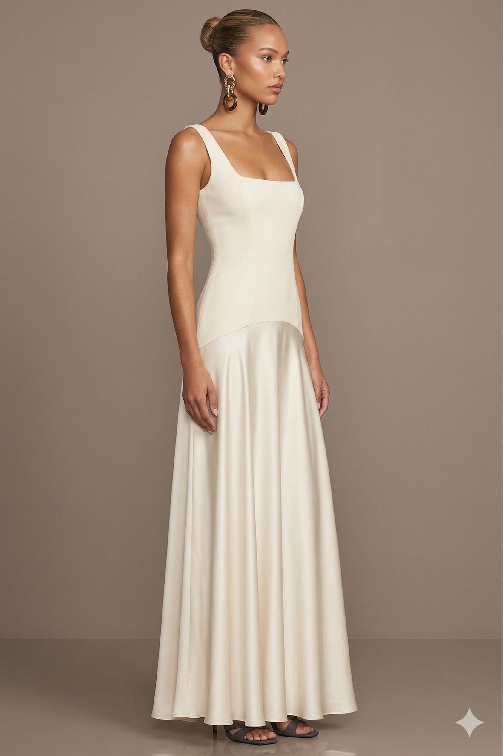 open lace back dress White Walking Flower Celestia Gown: Attachable Flower Sleeves – Liina Stein main image 1