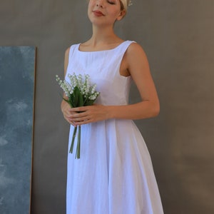 Linen wedding dress casual summer IVY, Simple wedding dress, Summer wedding dress, Sleeveless linen wedding dress, Minimalist wedding dress image 1