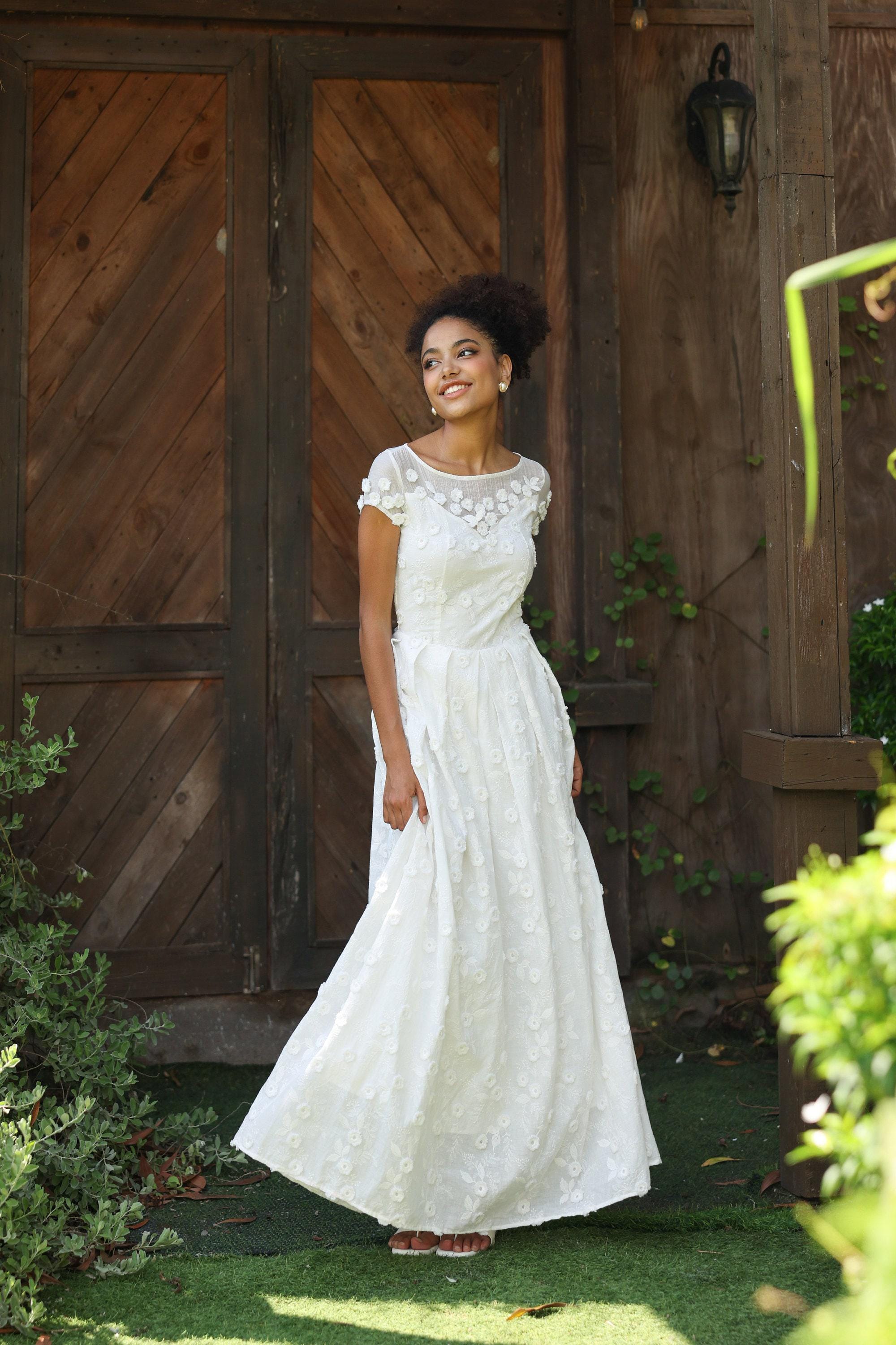 cotton lace wedding dress product info and reviews Azalea Boho Cotton Lace Wedding Dress