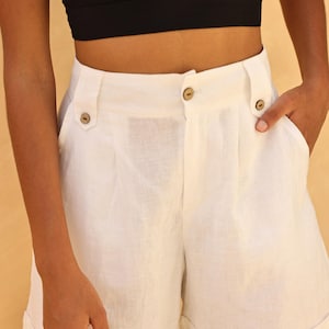 Loose linen shorts SANDY, Wide leg linen shorts, Linen shorts women, Summer shorts, Beach shorts, Natural linen shorts, Plus size shorts