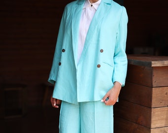 Damen Hosenanzug Elegant - Zweiteiliges Set Mit V-Ausschnitt Blazer