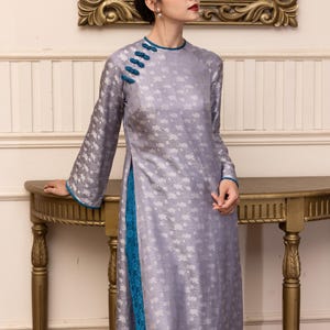 Modern silk ao dai for women, Vietnamese dress with pants, Plus size ao dai, Traditional dress of Vietnamese, Custom made ao dai AS74