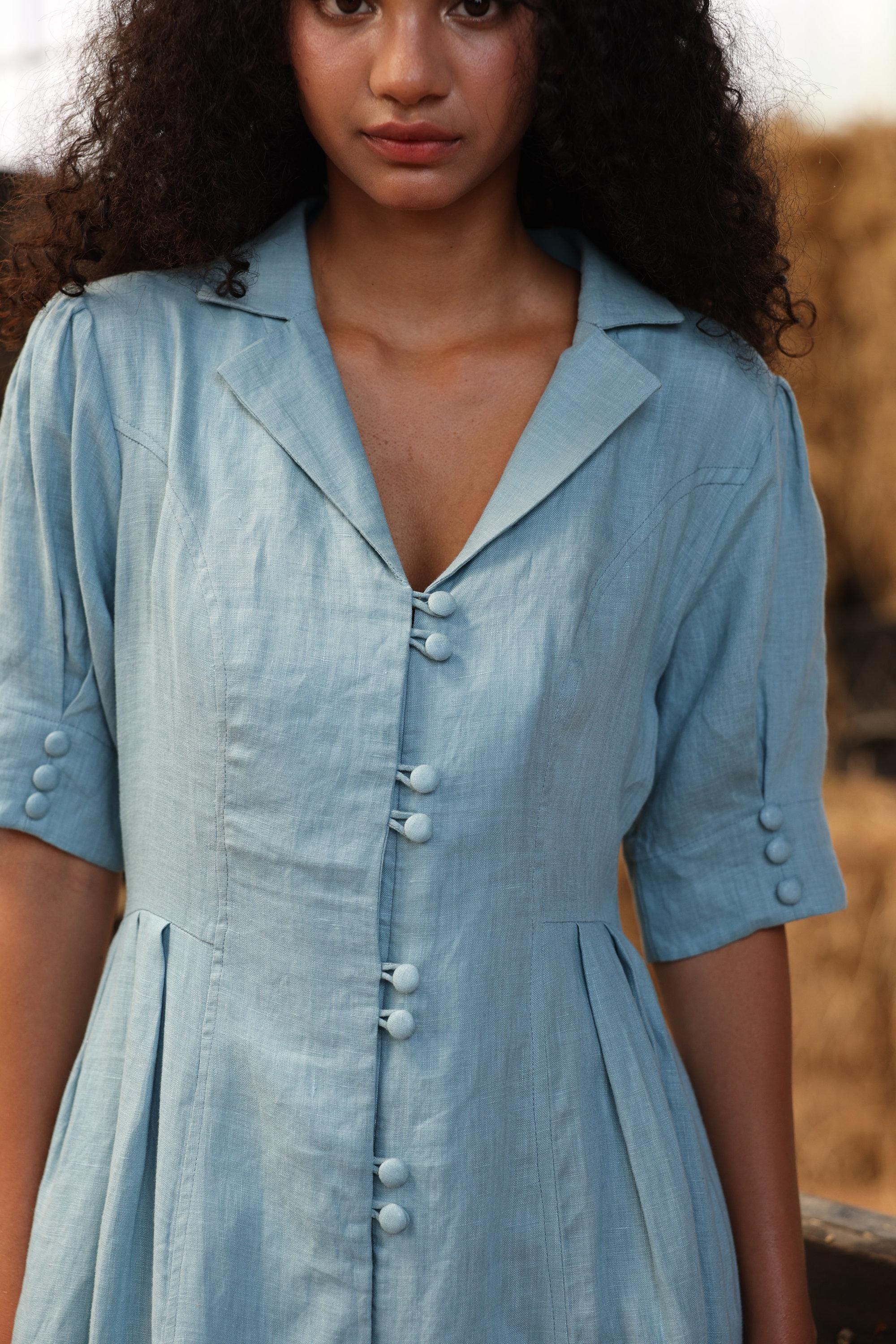 light blue button down dress Cute Light Blue Dress - Shirt Dress - Button-Up Dress - Long Sleeve Dress - $79.00