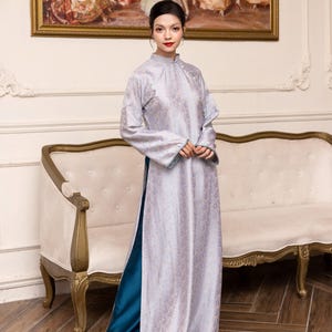 Vietnam dress culture, Traditional Vietnamese dress, Silk ao dai women with pants, Vietnamese wedding guest dress, Custom made ao dai AS112