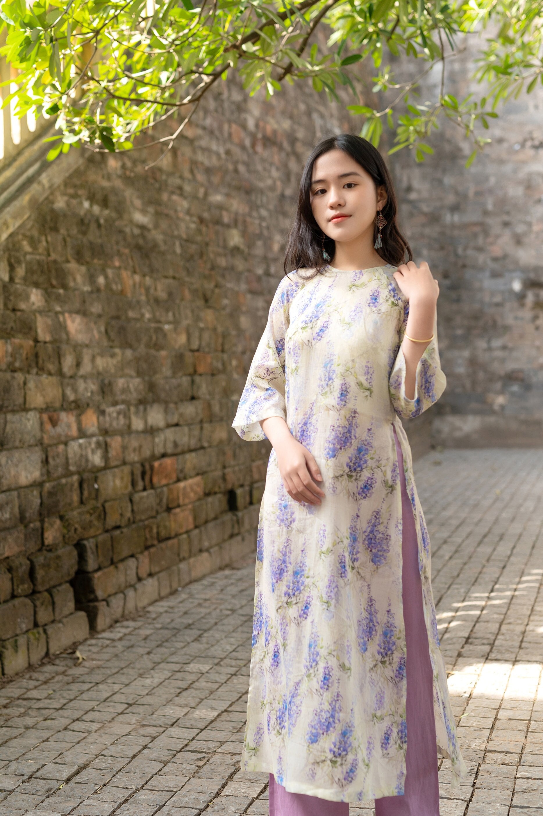 Floral linen ao dai women, Floral ao dai, Modern Vietnamese dress, Casual ao dai, Custom ao dai, Ao dai Tet 2024, Ao dai plus size LA-W32