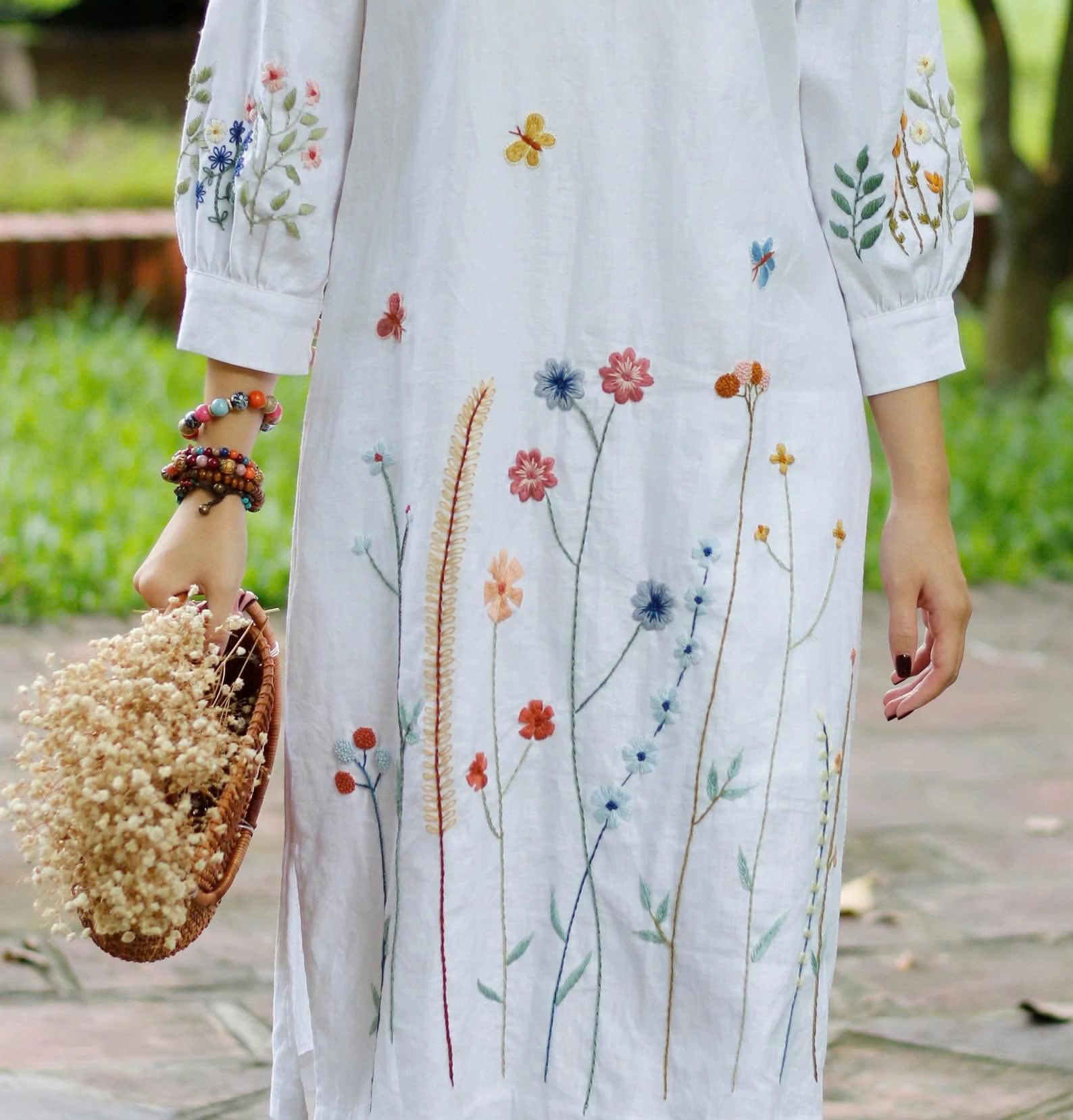 アメリDAMASK EMBROIDERY LINEN DRESS アメリヴィンテージ DAMASK 