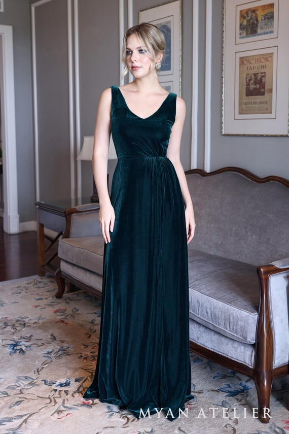 V-neck Velvet Dress JODIE, Emerald Green Dress, Velvet Bridesmaid Dress,  Velvet Gown Wedding Guest, Velvet Dresses for Women, Custom Dress - Etsy  Israel