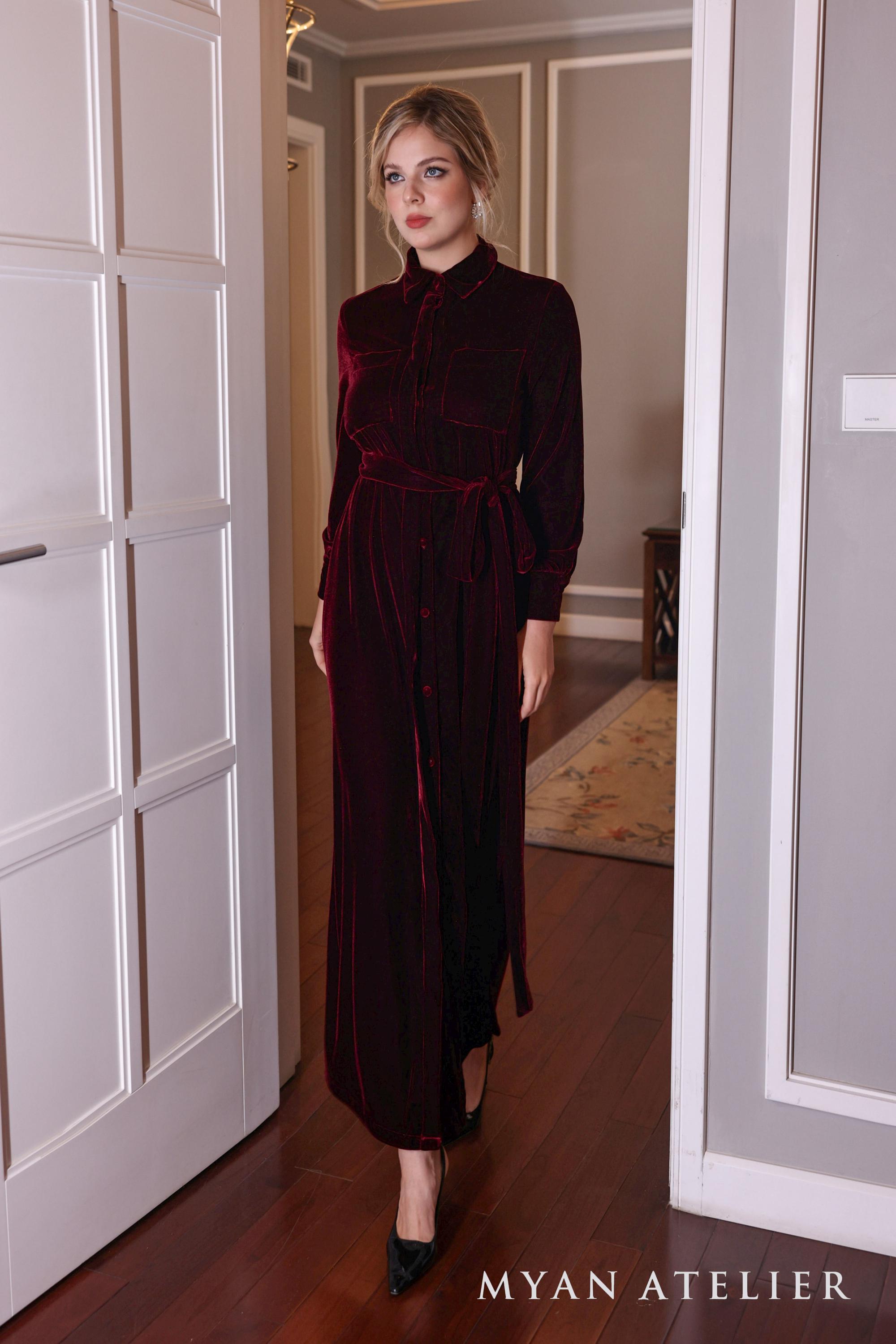 burgundy velvet shirt dress 1 State Velvet Dress Size Small Burgundy