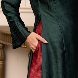 Silk modern ao dai women, Traditional dress of Vietnamese, Custom made ao dai, Vietnamese wedding guest dress, Green Vietnamese dress AS75