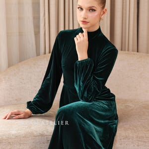 Custom velvet evening gown VIOLET, Gala dress, Long sleeve dress, Winter velvet dress, Custom dress, Plus size dress, Velvet dress women