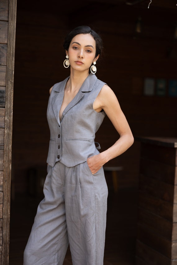 Linen Vest and Pants EDIE, Linen Vest Set, Linen Summer Vest Linen Vest and Pants EDIE, Linen Vest Set, Linen Summer Vest