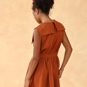 Linen sailor collar dress DARLING, Custom dress, Sleeveless linen dress, Pleated linen dress, Linen midi dress, Linen dresses women