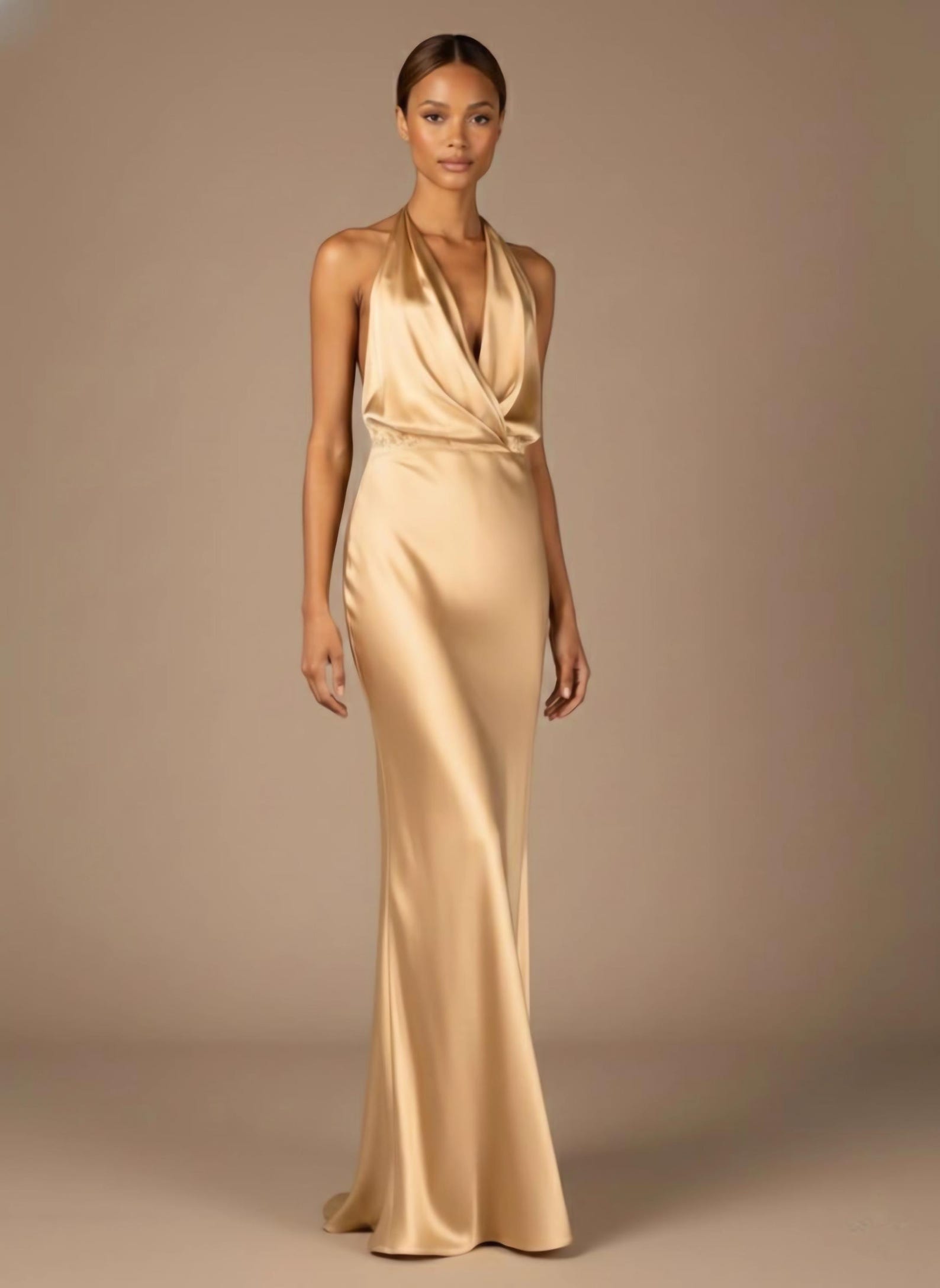 Open Back Halter Neckline Silk Dress – Made-to-measure