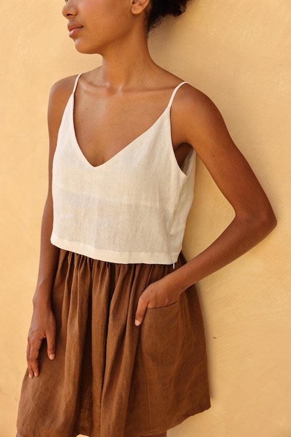 Women's Lace Halter Tank Top - Spaghetti Strap Summer Cami, Boho Flowy Tops, Brown, Sizes S-XL - View #13