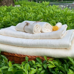 Set Silk Bath Towel, Pure Raw Mulberry Silk, Natural, Free Chemical, Fast Drying, Absorbent, Lightweight, Hypoallergenic, Antimicrobial