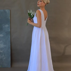 Linen wedding dress casual summer IVY, Simple wedding dress, Summer wedding dress, Sleeveless linen wedding dress, Minimalist wedding dress image 9