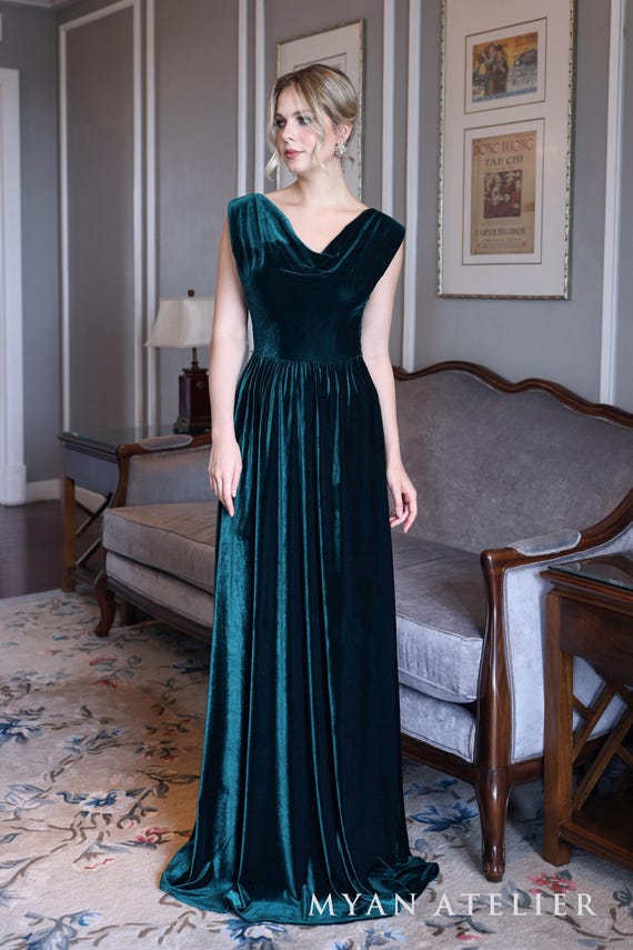 Cowl neck Velvet dress MAVI, Velvet bridesmaid dress, Emerald Velvet dress, Velvet dress wedding guest, Velvet dress women, Custom dress Cowl neck Velvet dress MAVI, Velvet bridesmaid dress, Emerald Velvet dress, Velvet dress wedding guest, Velvet dress women, Custom dress