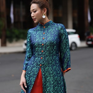 Silk Vietnam women dress, Ao dai women with pants, Vietnamese national costume, Vietnamese modern dress, Silk ao dai, Handmade ao dai AS59