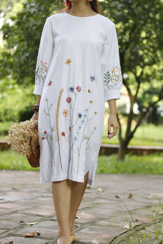 embroidered linen dress