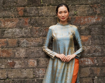 Premium mulberry silk ao dai, Silk ao dai for women, Ao dai modern, Ao dai women with pants, Silk ao dai tunic dress, Custom ao dai women