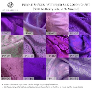 PURPLE patterned mulberry silk, Mulberry silk, Handmade silk, Floral fabric, Fabric by the yard, Natural fiber, Vietnamese silk