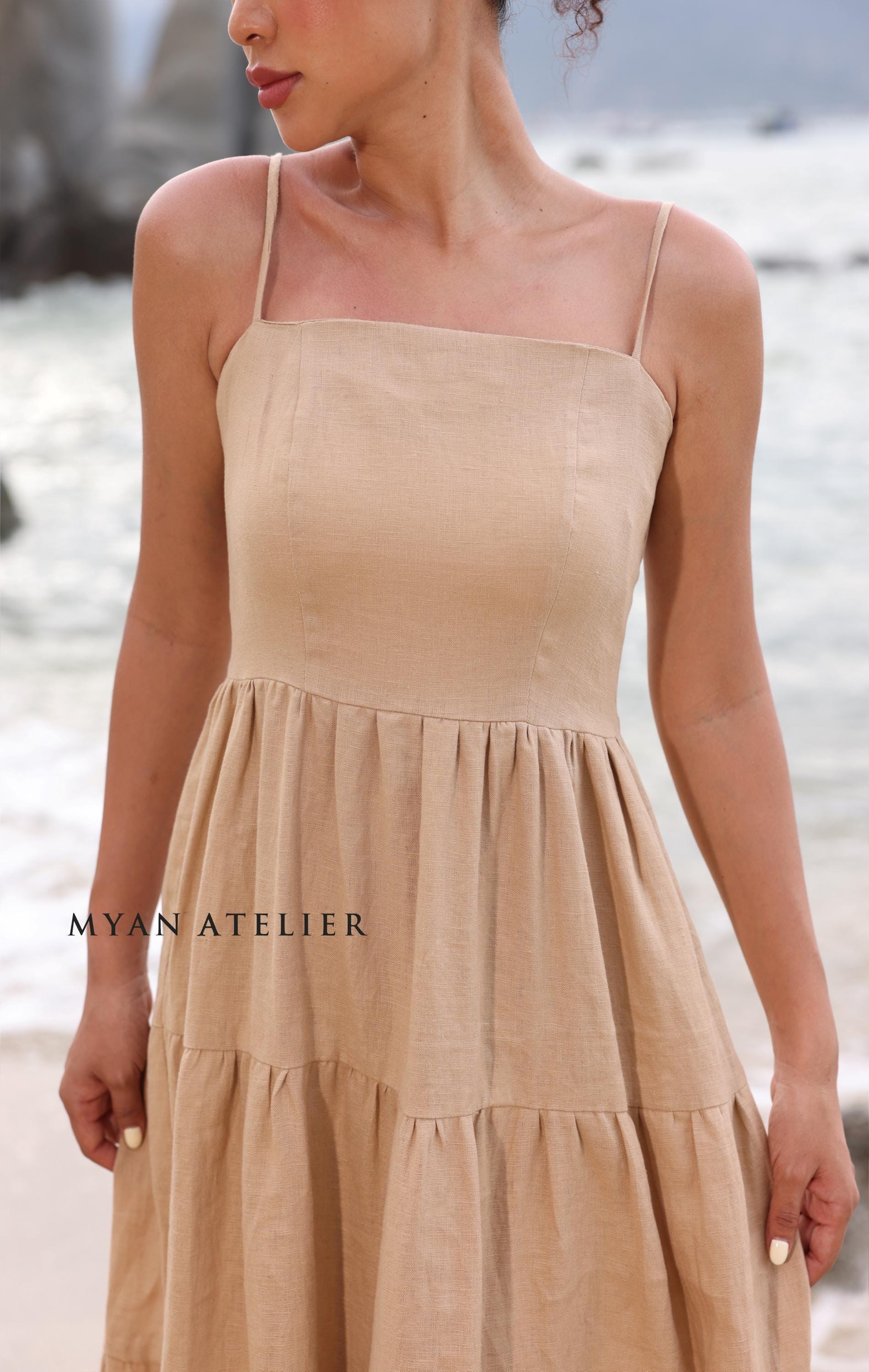 junia linen dress Junia Long Sleeve Mini Dress