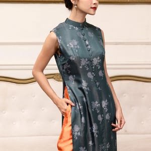 Sleeveless ao dai, Modern ao dai women, Silk ao dai for women, Front slit dress, Custom made ao dai, Plus size ao dai, Vietnamese tunic AS91