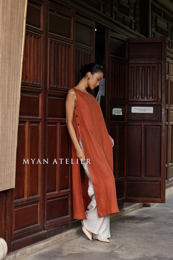 linen nude dress Mini Shift Dress in Natural Linen main image 1