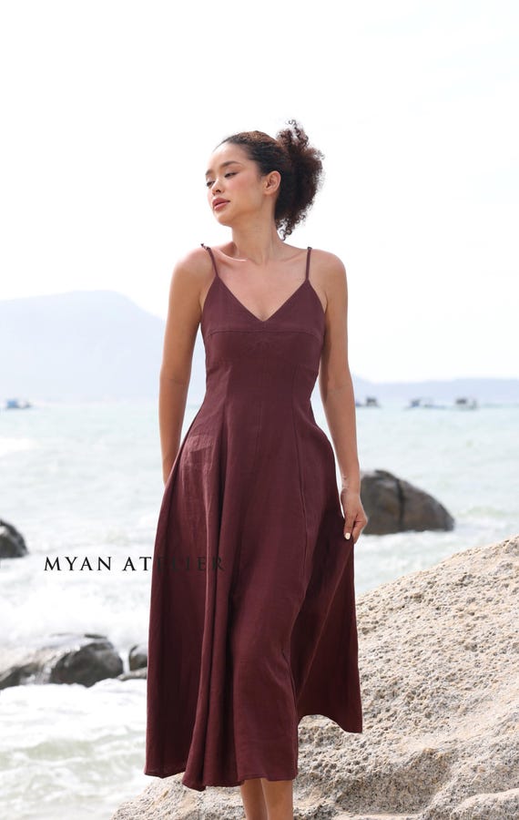 chinese dress ladies JORGIAN LINEN MIDI DRESS, SAND BAR PALM BEACH PARADISE – Palm Place