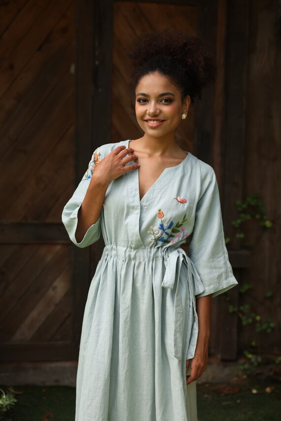 drawstring linen dress Universal Standard Women's Drawstring Waist Button-Up Linen Blend Shirtdress - Black