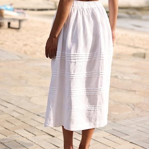 Bohemian maxi linen skirt with elastic waist BOSA, A-line skirt with pocket, Linen long skirt, Maxi beach skirt, Linen circle skirt