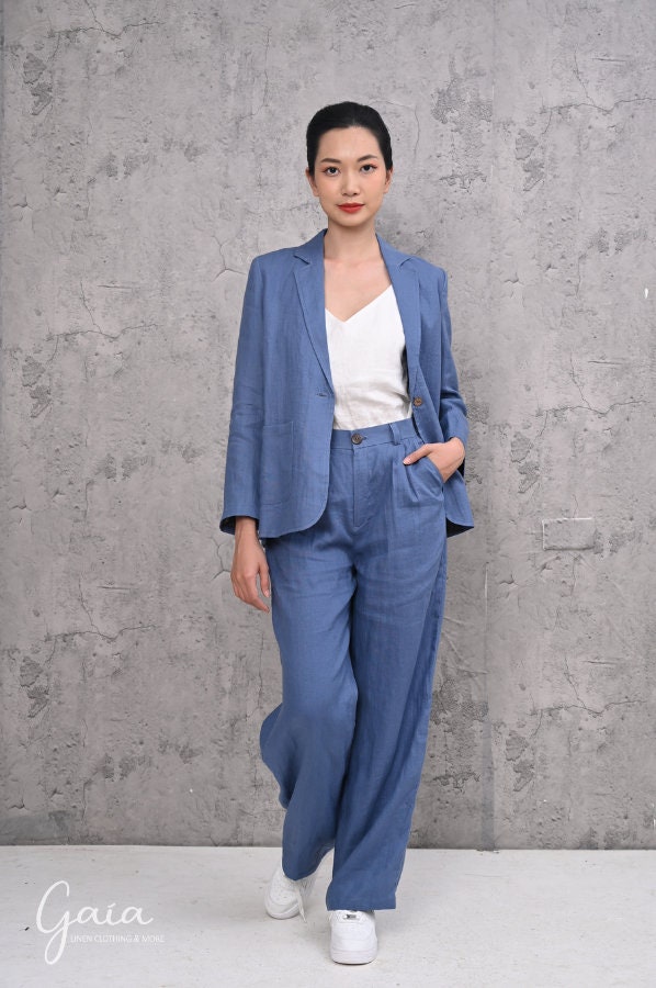 Traje azul para las mujeres Etsy Mexico