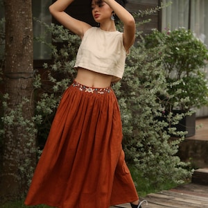 Boho two piece set NELL, Elegant linen set, Crop tops and skirt set, Linen 2 piece set, Linen matching set, Embroidered skirt, Linen summer