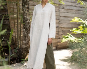 Long linen tunic for women CATHLEEN, Linen two piece set, Linen tunics and pants, Linen kaftan set, Linen shirt dress, Tunic tops for women