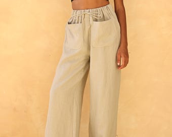 Bodenlange Hose GINGER, Hose mit hoher Taille, Passgenau