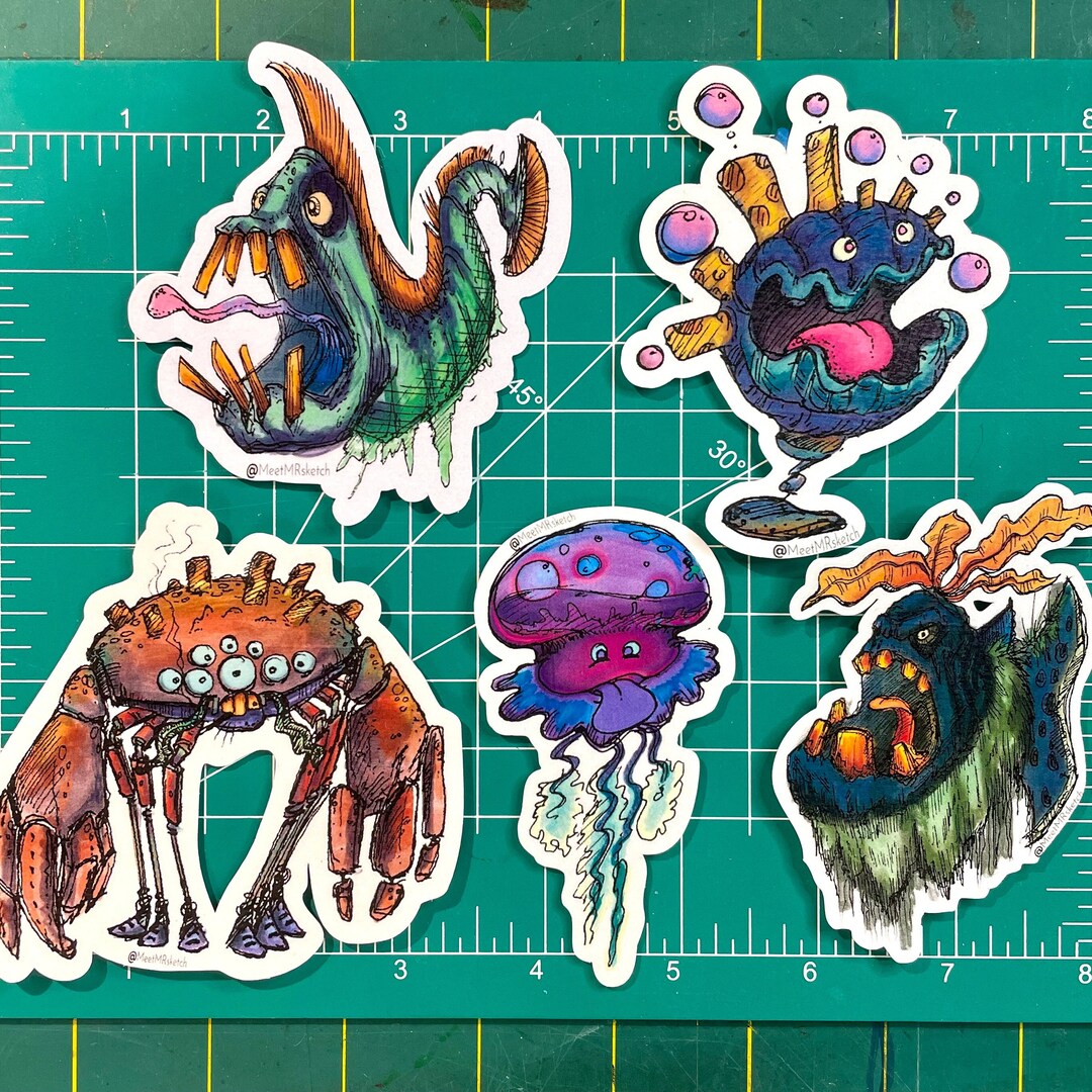 Waterproof Sketchy Deep Sea Ocean Stickers - Perfect for Laptops ...