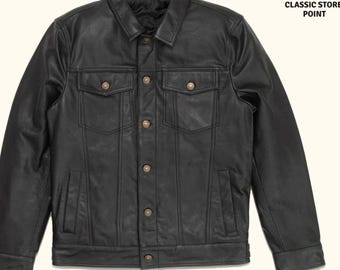 Giacca in pelle nera Driggs da uomo