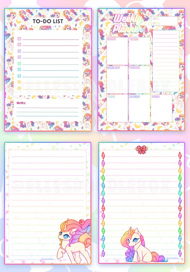 Unicorn Rainbow Notepad - Printable Digital Stationary Set / Print at ...