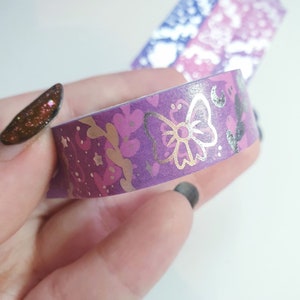 Sliver Foiled Cute Themed / Washi Tape / Kawaii / Stationary / Decorative Masking Tape / Craft Supplies / DIY Scrapbooking / Journaling
