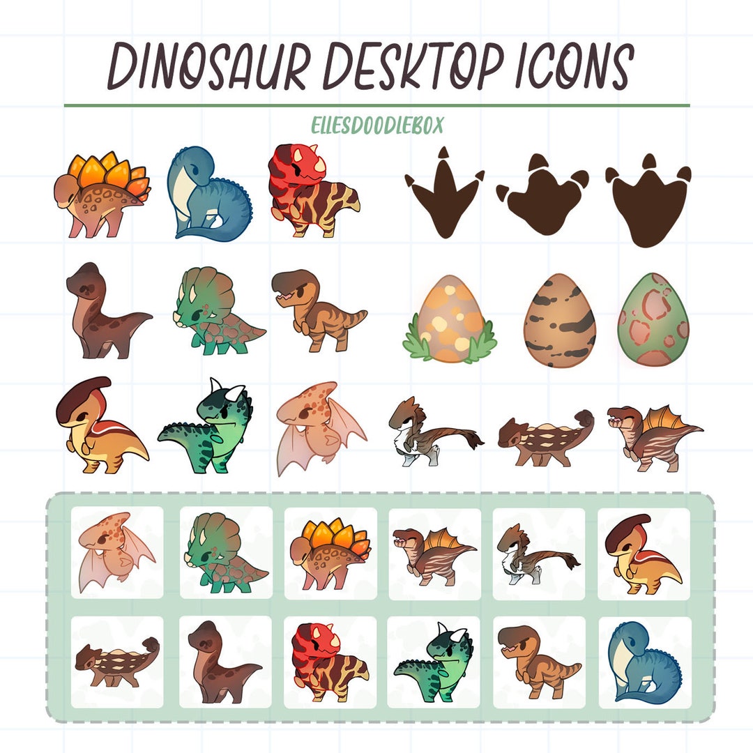 30 Dinosaur Desktop Icons / Productivity Icons / Windows and Mac