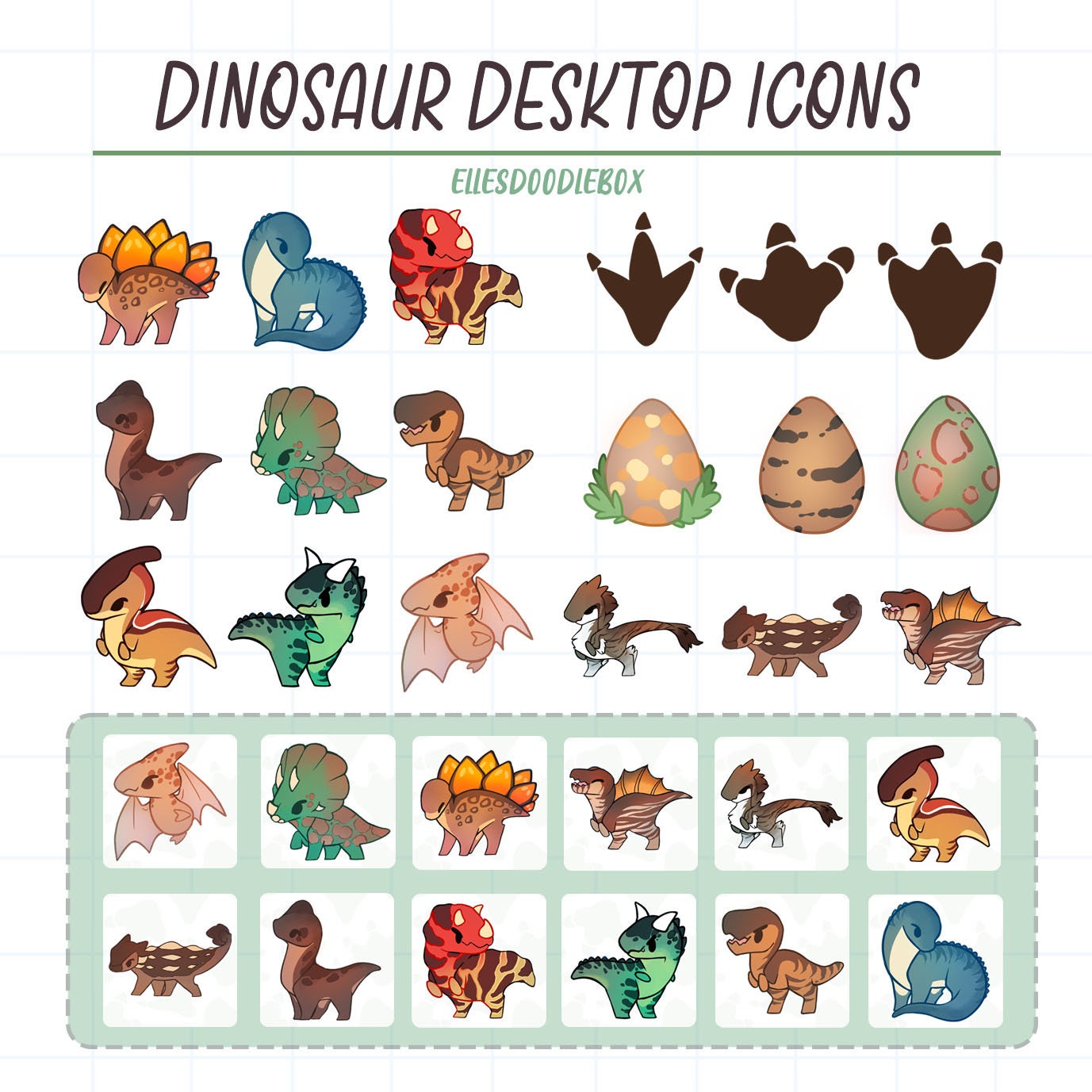 30 Dinosaur Desktop Icons / Productivity Icons / Windows and Mac / PC / Folder and File Icons / Custom Icons / Cute Desktop Organizer
