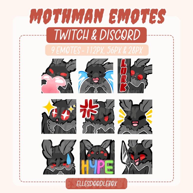 Mothman Twitch Emote Pack | Cute Twitch Streamer Emotes | Discord ...