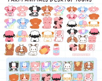 114 Cow / Farm Animal Desktop Icons / Windows and Mac / PC / Folder & File Icons / Custom Icons / Cute Desktop Organizer
