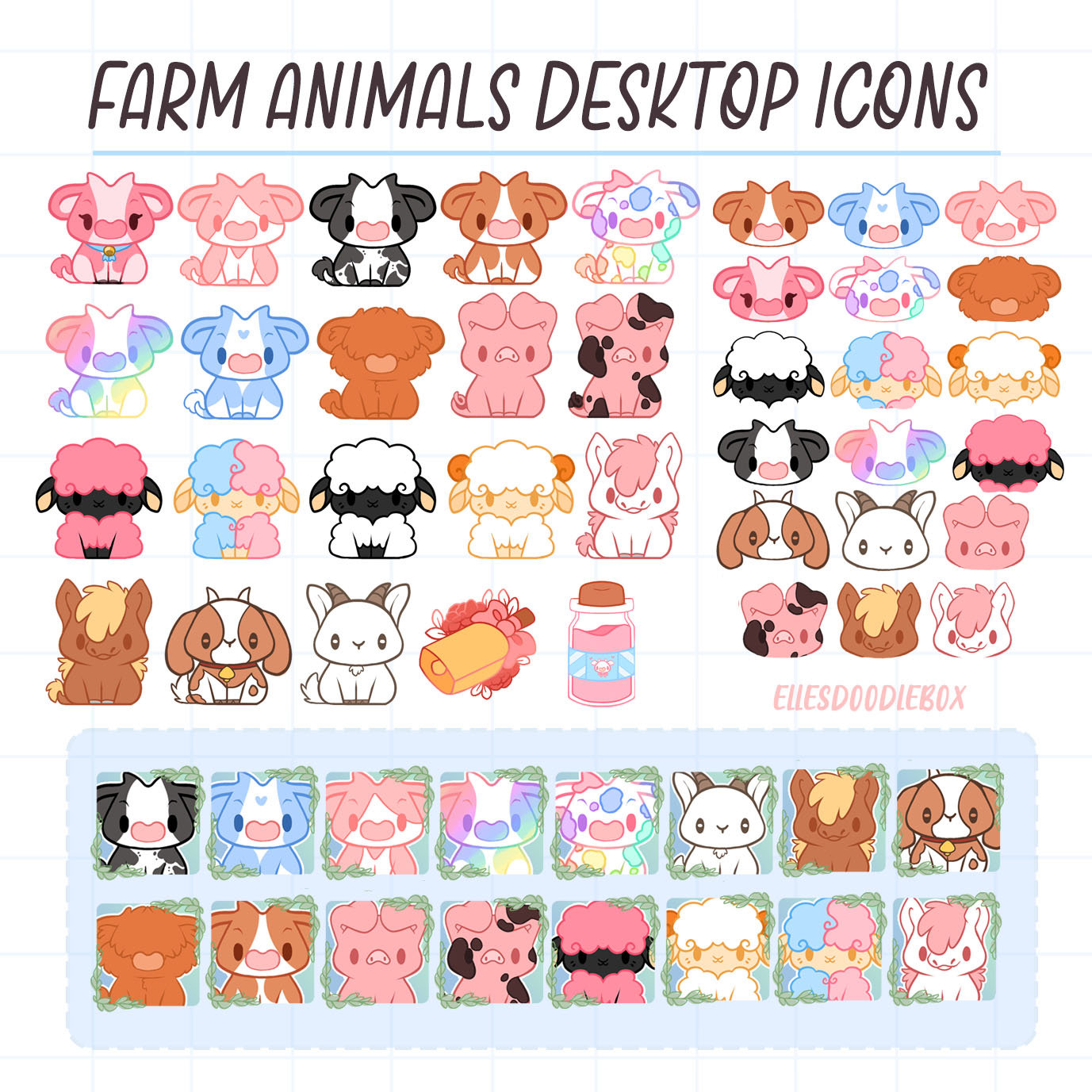 114 Cow / Farm Animal Desktop Icons / Windows and Mac / PC / Folder ...