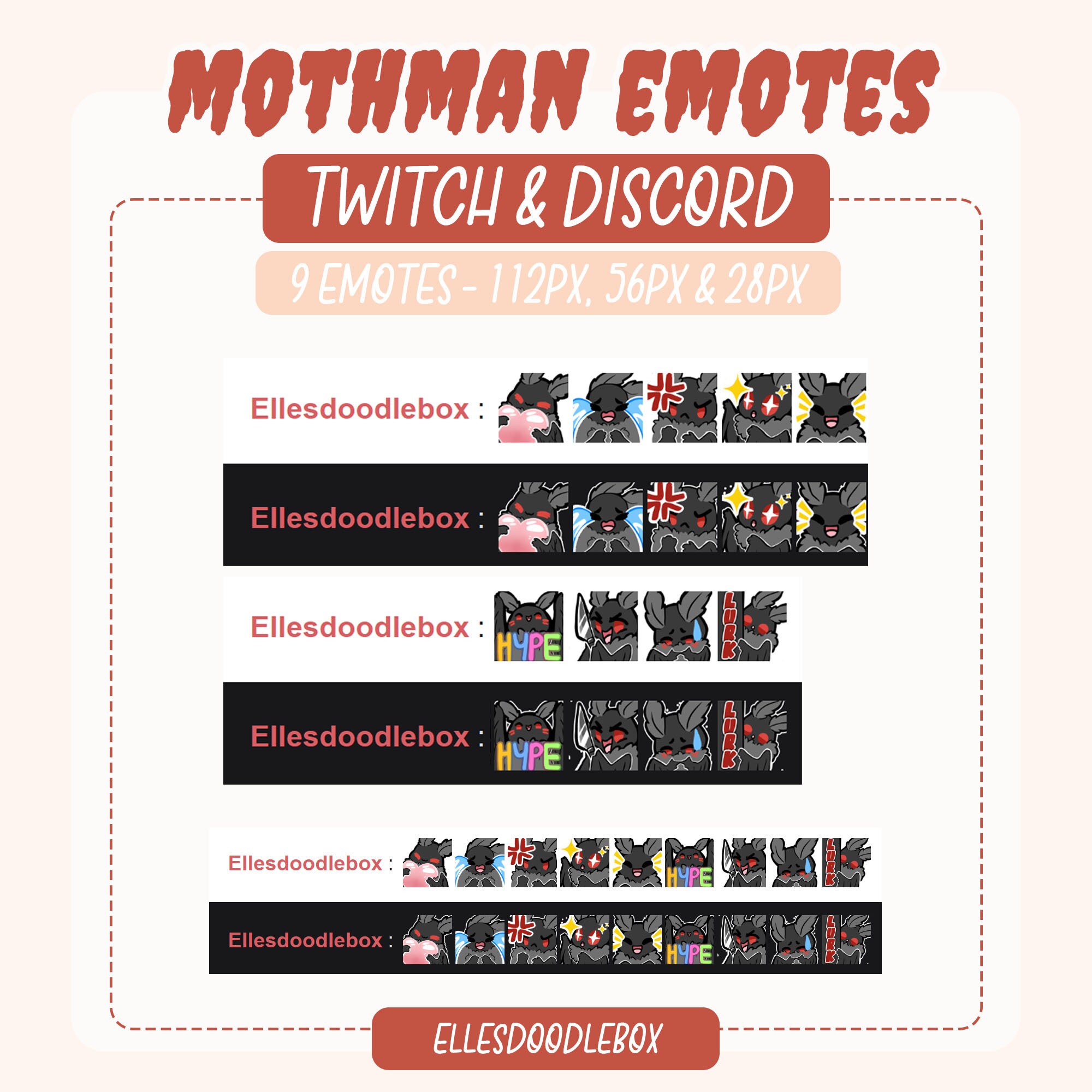 Mothman Twitch Emote Pack | Cute Twitch Streamer Emotes | Discord ...