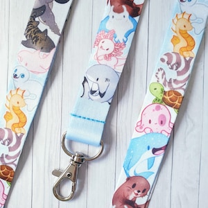 Sea Life Animals Lanyard / Lobster Clasp / Neck Strap, ID Badge Holder, Keychain, Teacher Gift, Office Accessories