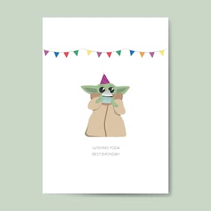 | IMPRIMABLES Carte d’anniversaire Baby Yoda | Baby Yoda Grogu Carte de vœux d’anniversaire 5 x 7