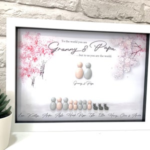 Gifts for Grandparents, Christmas Gifts for Nanny, Gifts from Grandchildren, Personalised Pebble Frame, Grandma Frame Personalized