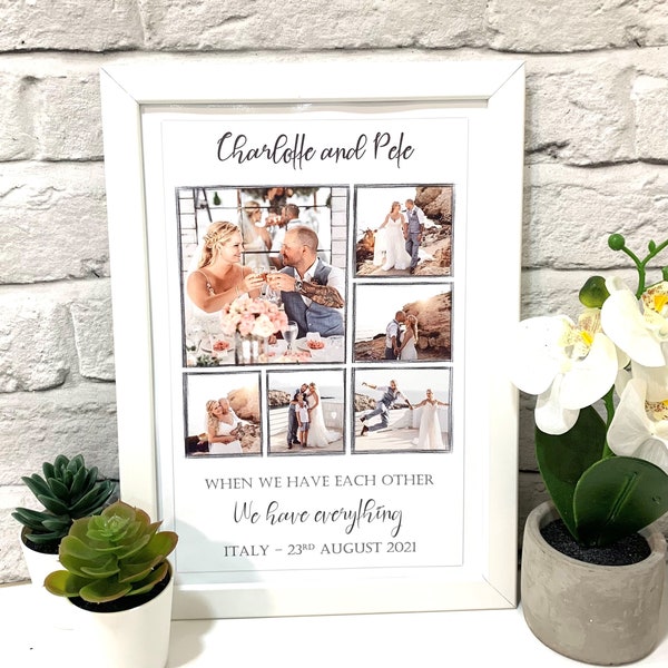 Framed Photo Collage Wedding Photo Print Personalised Photo Frame Engagement Photo Gift Personalised Wedding Photo Frame Picture